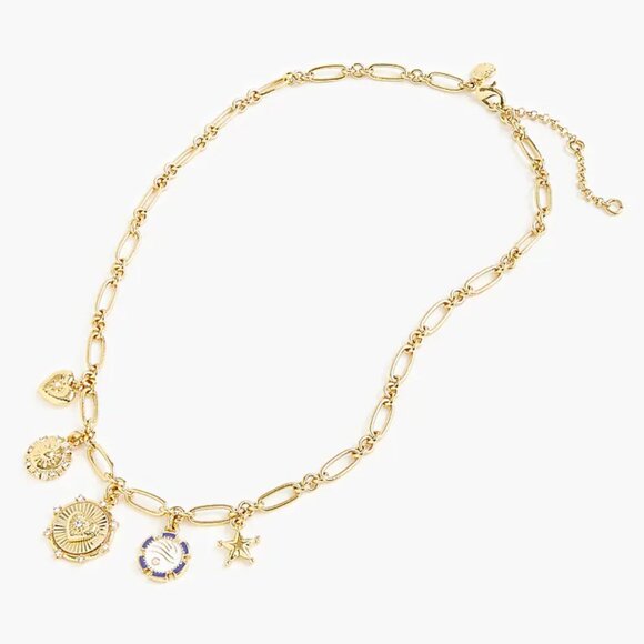 NWT J.Crew Factory Clustered heart charms chain necklace - Picture 2 of 3